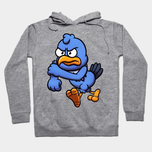 Mad Blue Bird Ready To Take On A Fight Hoodie by TheMaskedTooner